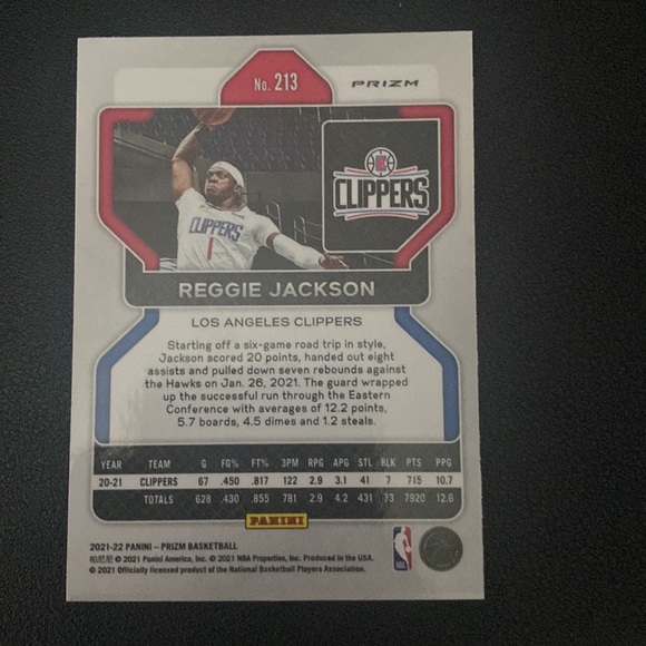 Reggie Jackson - 2021-22 panini Prizm basketball #213 - Picture 2 of 2